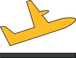 Illustration of take off airplane in yellow color. vector