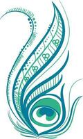 Green and blue peacock feather design. vector