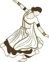 Character of young woman in dancing pose. vector