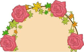 Rose flowers and maple leaves background. vector