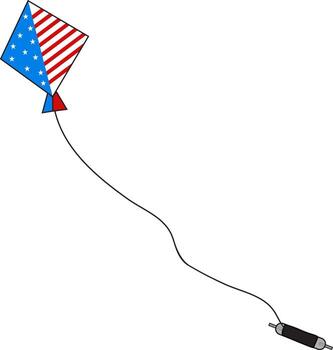 Flying kite with string spool. vector