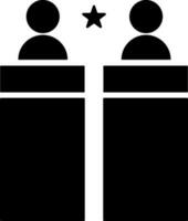 Two men election debating on podium. vector