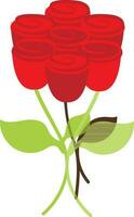 Rose icon with leaf in illustration. vector