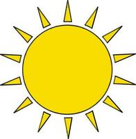 Yellow color with stroke style of sun icon for light concept. vector