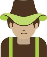 Character of man in farmer with wearing hat. vector