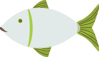 Illustration of fish icon with green fin. vector