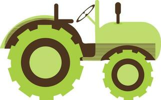 Green color of tractor icon in illustration. vector