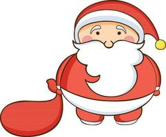 Santa claus holding gift bag. vector