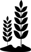 Plant icon with soil in isolated with silhouette style. vector