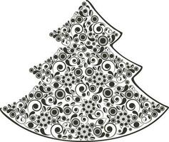 Floral pattern christmas tree. vector