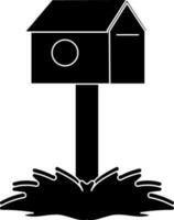 Birdhouse icon for nest concept in black style. vector