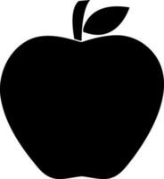 Apple icon with leaf in illustration with silhouette style. vector