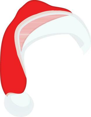 Santa claus red and white hat in flat style.