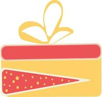 Red and yellow gift box with bow ribbon. vector