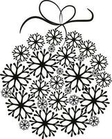 Snowflake decorated ball with ribbon. vector