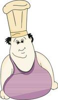 Character of big fat man wearing chef cap. vector