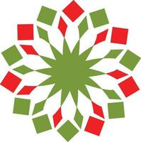 Red and green snowflake. vector