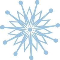 plano icono de copo de nieve en azul color. vector