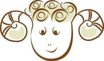 Isolated character of smiling sheep. vector