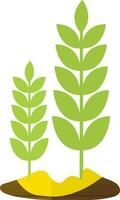 Green plant icon with soil in half shadow. vector