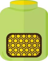 Green color bottle with yellow sticker icon in half shadow. vector