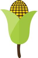 Illustration of corn icon with half cover style in half shadow. vector