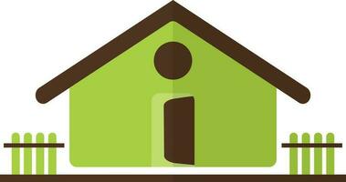 Green color of farm barn icon in half shadow. vector