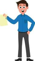 Businessman holding paper document. vector