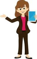 Beautiful business woman holding digital tablet. vector