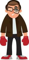 Injured businessman character with boxing gloves. vector