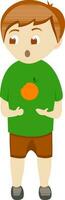 Illustration of little boy with fruit. vector