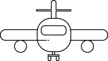 Line art icon of airplane in front view. vector