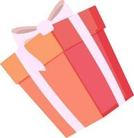 3D Gift box with pink ribbon and bow. vector