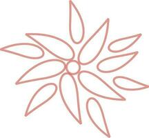 Line art illustration of Flower in red color. vector