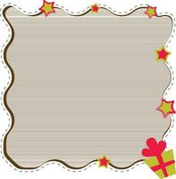 Blank frame decorated with gift box and stars. vector