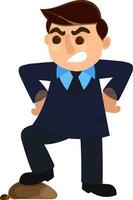 Young angry businessman character. vector