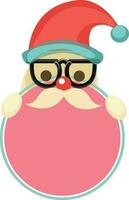 Santa claus wearing hat, eyeglasses and holding frame. vector