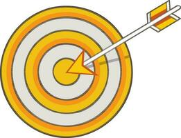 plano estilo símbolo de un objetivo tablero con un flecha. vector