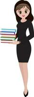 Illustration of woman holding books. vector