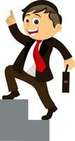 Businessman on success stairs. vector