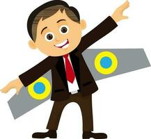 Businessman in flying pose. vector