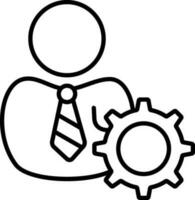 Flat symbol of Businessman with Gear. vector