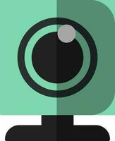 Green and black web camera icon. vector