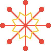 Red snowflake on white background. vector