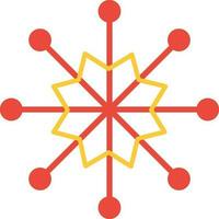 Red snowflake on white background. vector