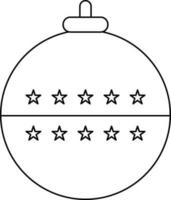 Black line art stars decorated ball. vector