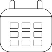 Isolated calendar in line art illustration. vector