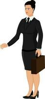 Business woman character holding briefcase. vector