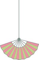 Fan in pink and green color. vector