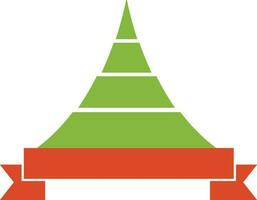 Orange ribbon banner with Christmas tree. vector